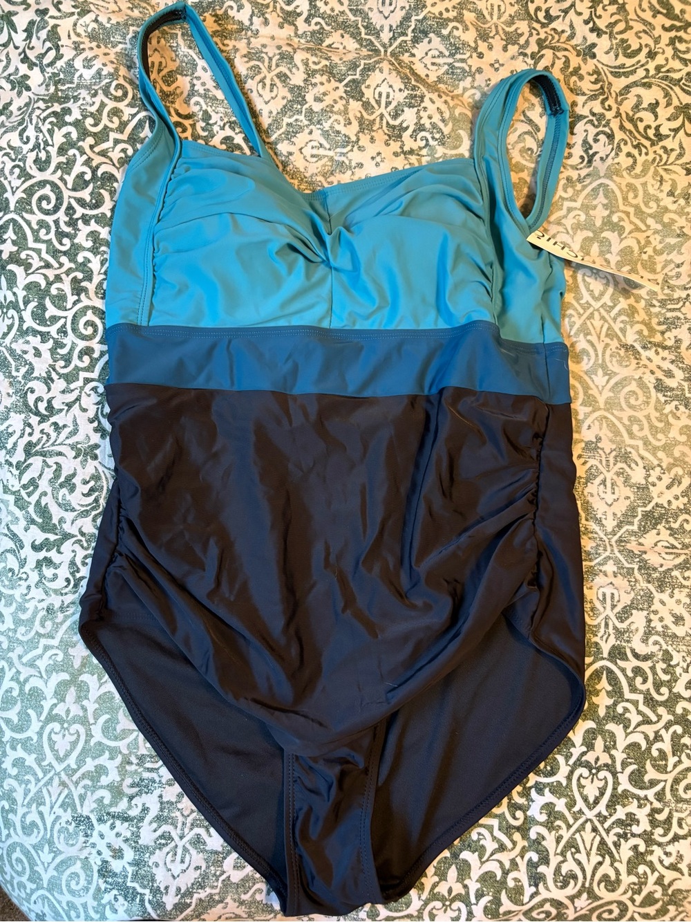 BloomChic Black and Teal Trim One-Piece Swimsuit